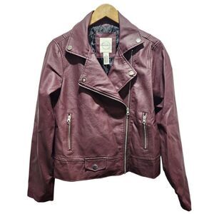 Vine & Valley pu leather wine‎ moto jacket vegan medium